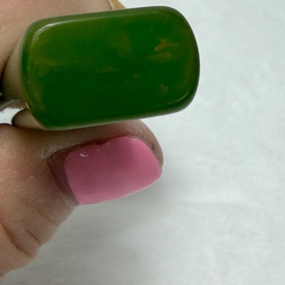 VTG MCM Green Swirl Bakelite Handle Cheese Slicer Stainless Steel‎ Wire Cutter